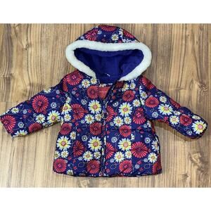 LONDON Fog Jacket Kids Size 18 Months Lined Faux Fur Hood Coat Winter